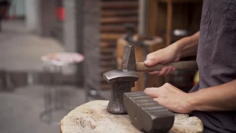 Blacksmith forges metal Stock-Footage 111568208