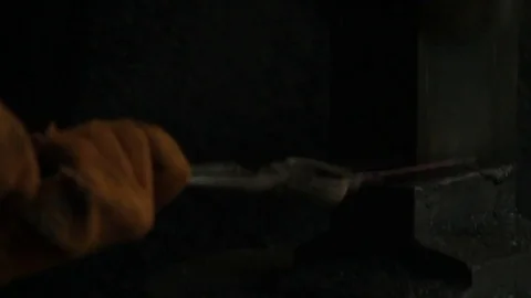 Blacksmith forging  iron Stock Footage 72218274