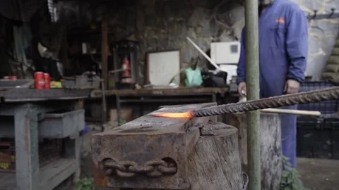 Blacksmith Forging the Knife Blade. Stock Footage 139649357