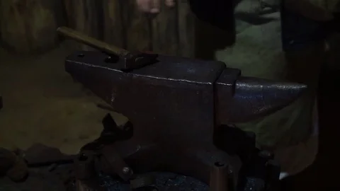Blacksmith forging metal tools Stock Footage 72184148