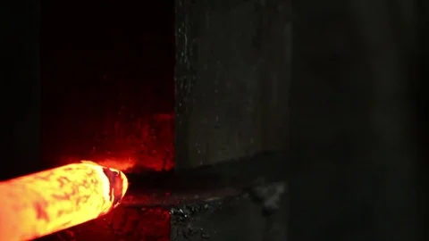 Blacksmith forging with sparks in a workshop Stock Footage 72218314