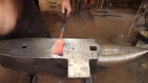 Blacksmith Forging a Spatula on the anvil Stock Footage 160301791