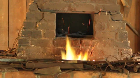Blacksmith furnace Stock Footage 25841840