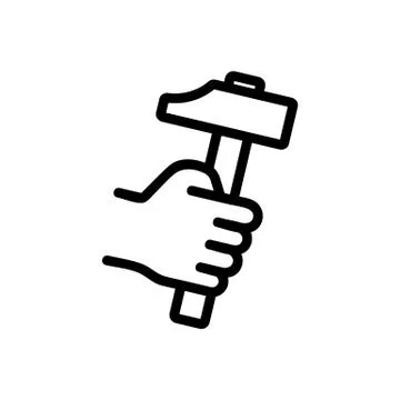 Blacksmith hammer hand icon vector. Isolated contour symbol illustration 스톡 일러스트