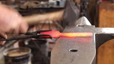 Blacksmith hammering on the anvil Stock Footage 160301956