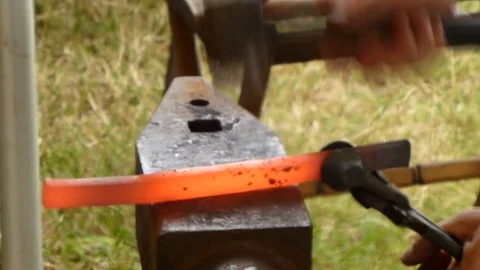 Blacksmith hammering iron1 HD Stock Footage 96755162