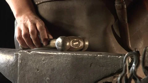 Blacksmith heats a stem in fire, he is preparing for forging. Stock Footage 49391721