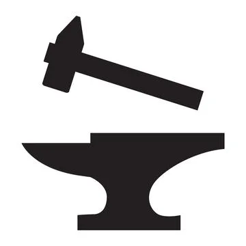 Blacksmith icon on white background. anvil and hammer sign. anvil with hammer Stock Illustration