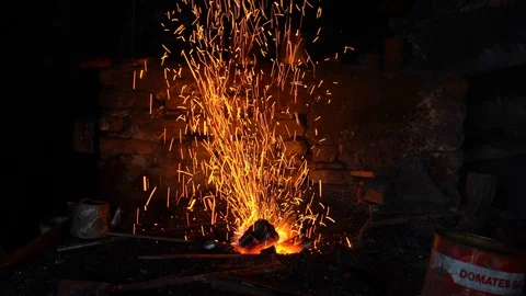 Blacksmith iron worker at work. Stock Footage 122436938