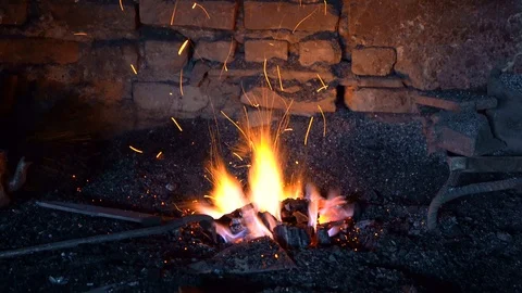Blacksmith iron worker at work. Stock Footage 122438098