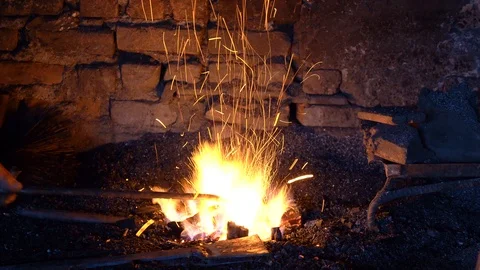 Blacksmith iron worker at work. Stock Footage 122438099