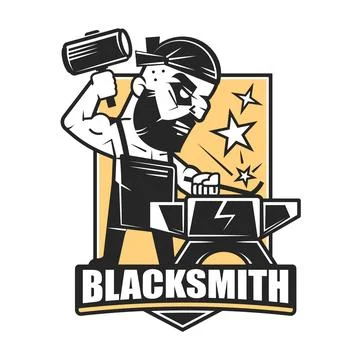 Blacksmith isolated vector symbol, stylized retro emblem Stock Illustration