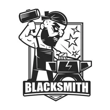 Blacksmith isolated vector symbol, stylized retro emblem Stock Illustration