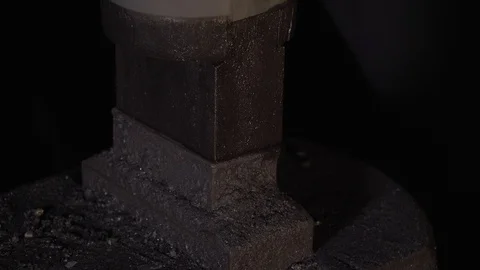 Blacksmith launched a press for work Stock Footage 106873719