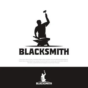 Blacksmith logo vector silhouette template Stock Illustration