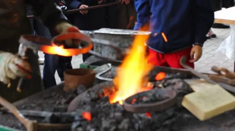 Blacksmith Makes Rings Part2 Stock Footage 8659562