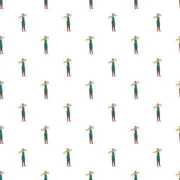 Blacksmith man holding hammer repeating seamless pattern Illustrazione stock