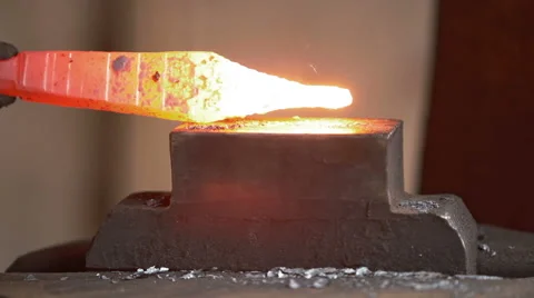 Blacksmith Models Iron Workpiece Stock Footage 60376017