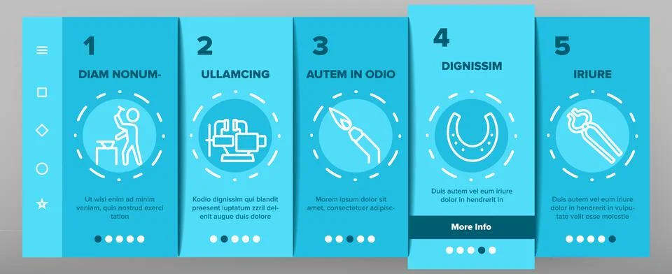 Blacksmith Onboarding Icons Set Vector 库存插图