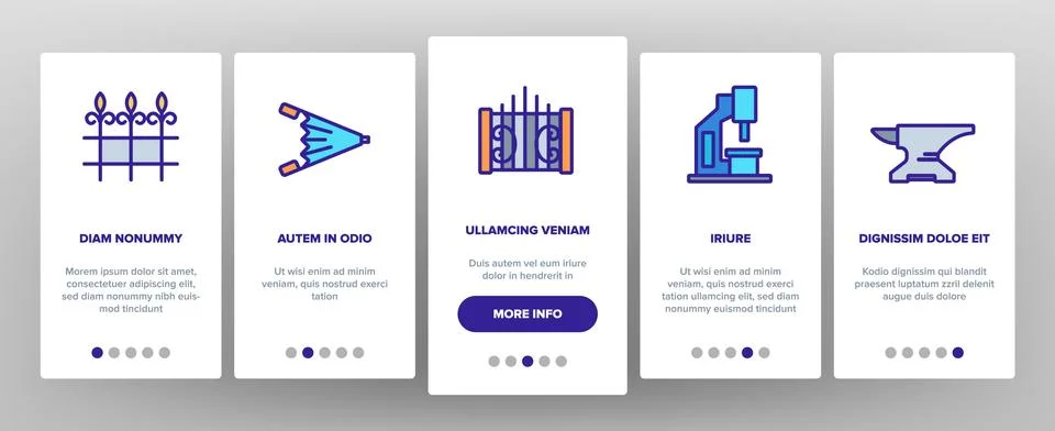 Blacksmith Onboarding Icons Set Vector 库存插图