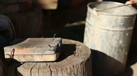 The blacksmith opens the form for melting metals Stock Footage 54688630