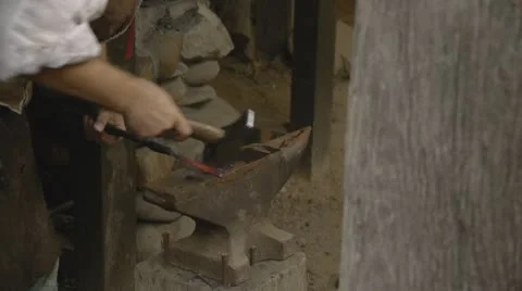 Blacksmith Sequence 1600's Sequence of 3 shots #2 Vídeo Stock 8959671