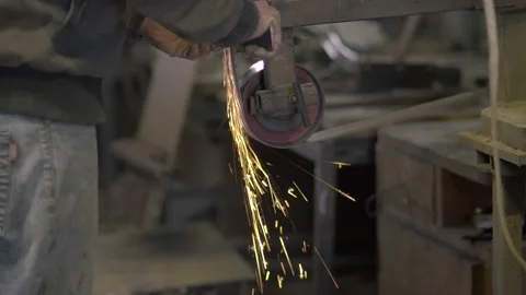 Blacksmith Sharpening Knife Blade Sparks Stock Footage 139617857