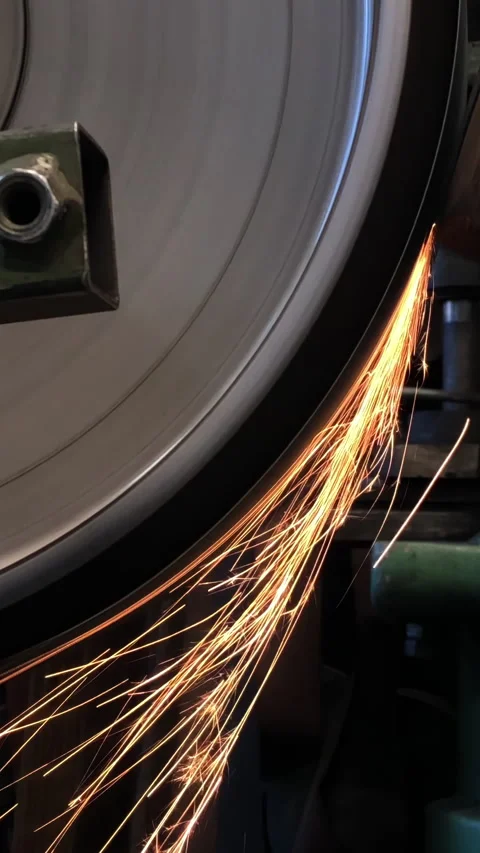 Blacksmith sharpening the knife on grinding stone Stock Footage 249453985