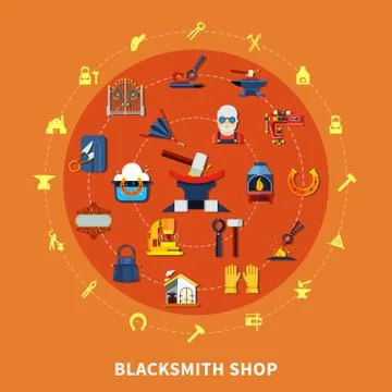 Blacksmith Shop Signs Composition Ilustración de archivo