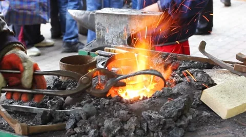 Blacksmith Shovel Coal Stock Footage 8659559