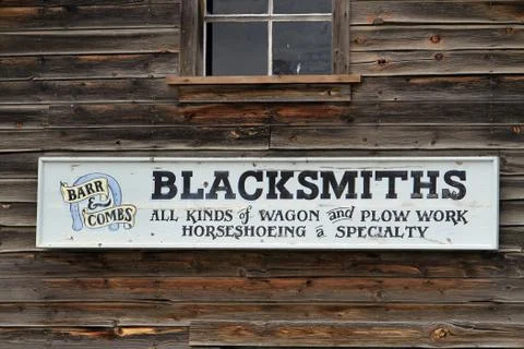 Blacksmith sign Ft Steele 스톡 사진