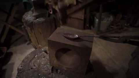 Blacksmith, spoon production Video stock 33035030