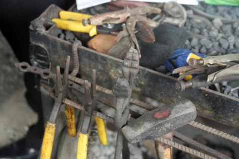 Blacksmith tolls in workshop Stock Photos
