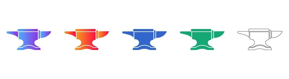 Blacksmith Tool Anvil Symbol Set Illustrazione stock