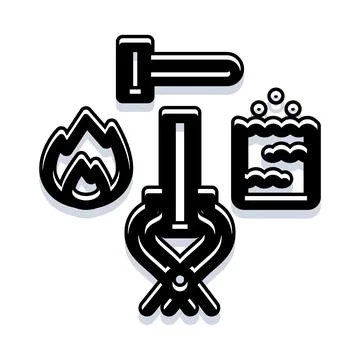 Blacksmith tools and elements for metal forging イラスト素材