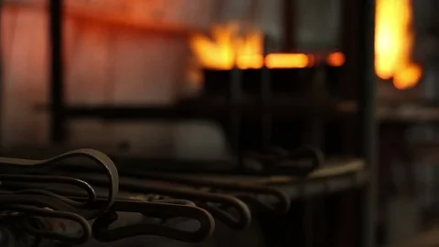 Blacksmith tools, the fire in the furnace Stock Footage 72219977