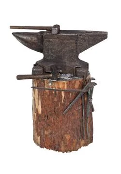 Blacksmith tools isolated on white background Stock Photos
