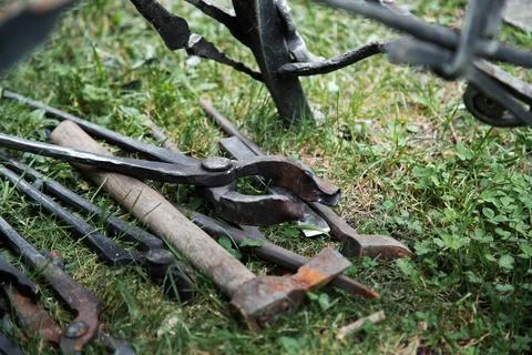 Blacksmith tools on the outdoors Stock Photos