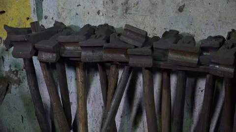 Blacksmith tools in a workshop Video stock 58144516
