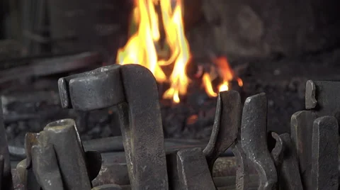 Blacksmith tools in a workshop Video stock 58157553