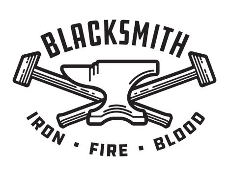 Blacksmith vector emblem or badge. Stock Illustration