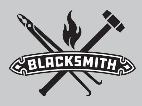 Blacksmith vector emblem or badge. Stock Illustration
