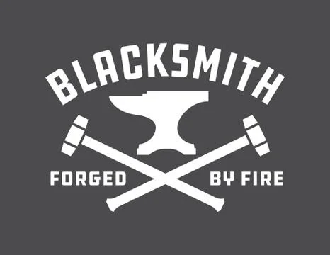 Blacksmith vector emblem or badge. Stock Illustration