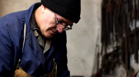 Blacksmith at work Stock Footage 1088774