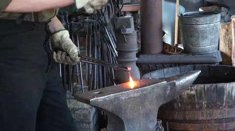 Blacksmith at work Stock Footage 52160674