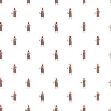 Blacksmith worker holding hammer cartoon pattern イラスト素材