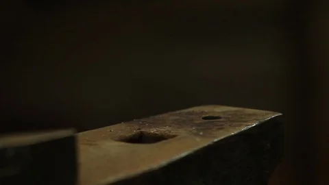 Blacksmith working on anvil at forge, close up Stock Footage 72218817