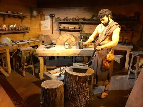 Blacksmith Working on the Ark Encounter Theme Park Stock Photos