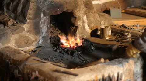 Blacksmith working Stock Footage
