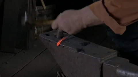 Blacksmith Working with Hot Iron/Metal. Stock Footage 81675266
